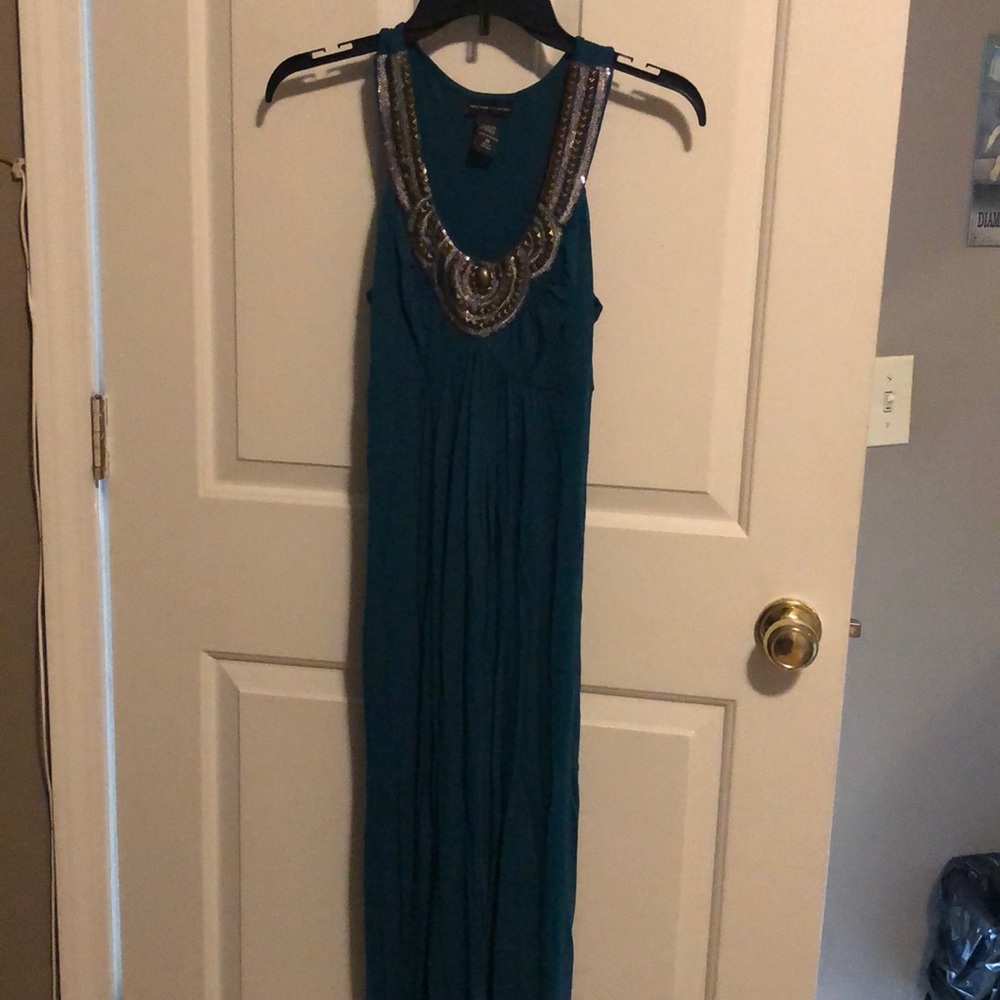 Long Turquoise Silky Sundress